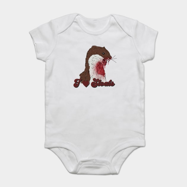 I Love Stoats Baby Bodysuit by H. R. Sinclair